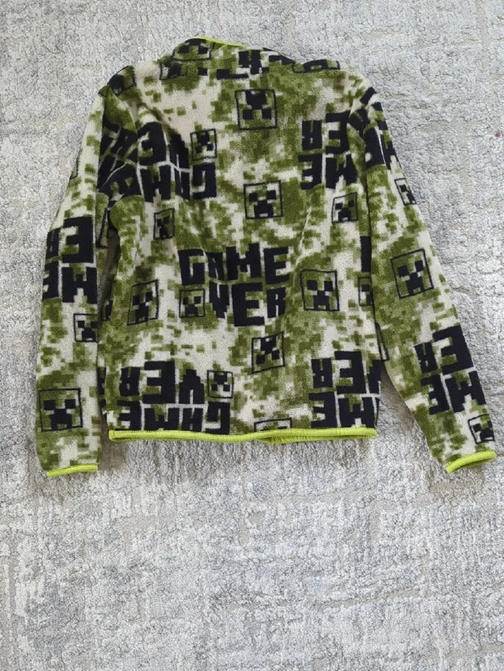 Minecraft Green Camo Half-Zip Fleece Pullover Size XS (6/7)